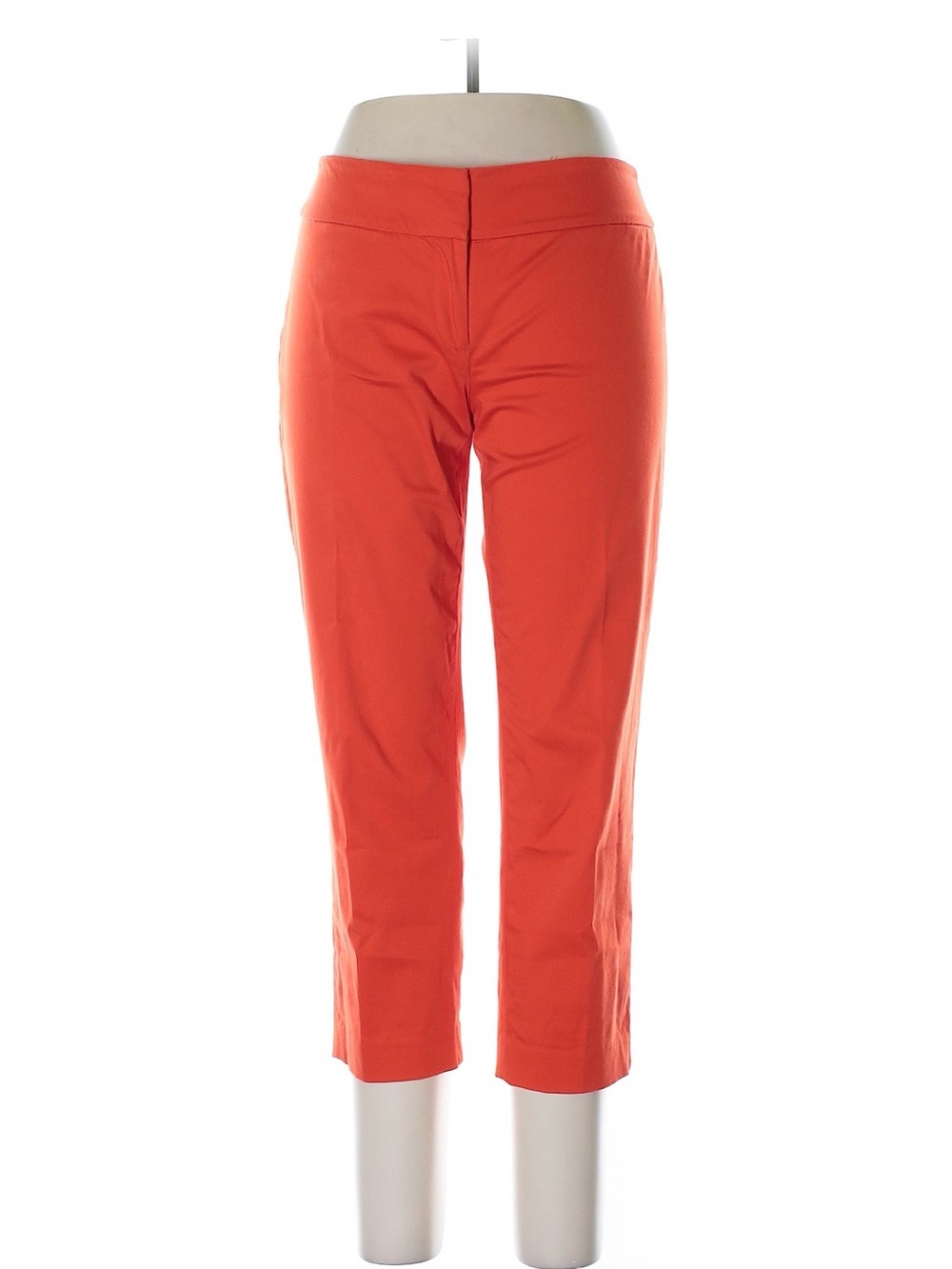 Ann Taylor LOFT Orange Jacquard Straight-Leg Pants, Size 8
